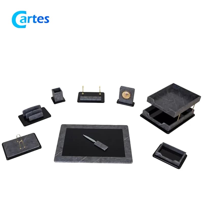 ست رومیزی مدیریتی 10 پارچه تمام وکیوم کد 310 طوسی — تصویر ۶
