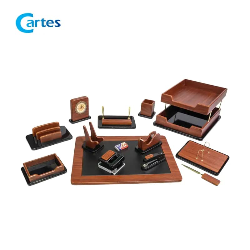 ست رومیزی مدیریتی 15 پارچه لاکچری کد 315 قهوه ای