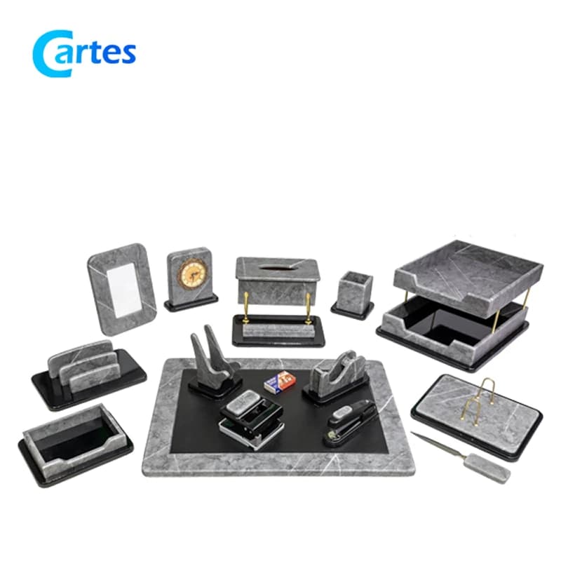 ست رومیزی مدیریتی 17 پارچه لاکچری کد 317 طوسی — تصویر ۲