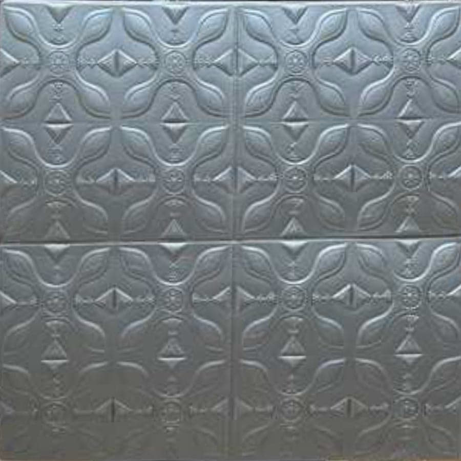 دیوارپوش فومی طرح اسلیمی نقره ای ابعاد 70 در 70 سانتیمتر کد 05-208