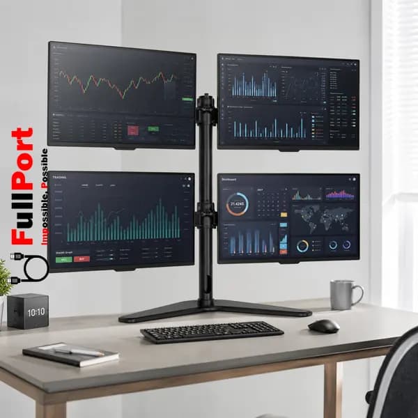 پایه نگهدارنده چهار مانیتور رومیزی ERGO مدل WLA009 — تصویر ۳