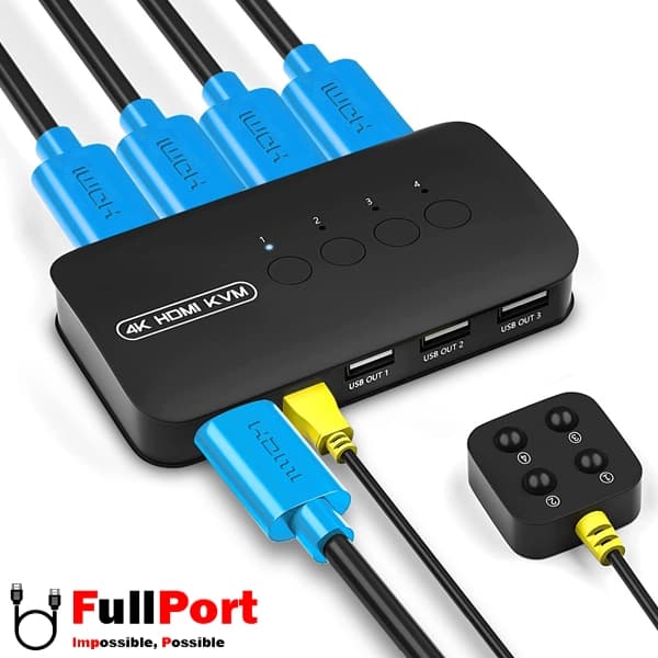 سوئیچ کی وی ام 4 خروجی دستی HDMI+USB واصل مدل VSL-HK401 — تصویر ۵