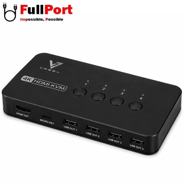 سوئیچ کی وی ام 4 خروجی دستی HDMI+USB واصل مدل VSL-HK401 — تصویر ۸