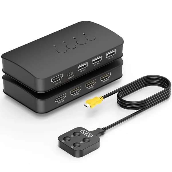 سوئیچ کی وی ام 4 خروجی دستی HDMI+USB واصل مدل VSL-HK401