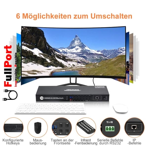 سوئیچ کی وی ام 16 خروجی اتومات HDMI+USB لایمستون مدل LS-HK1601 — تصویر ۳