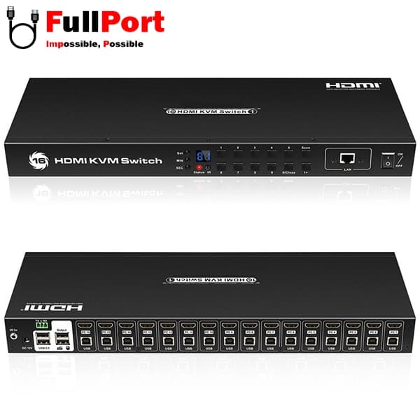 سوئیچ کی وی ام 16 خروجی اتومات HDMI+USB لایمستون مدل LS-HK1601 — تصویر ۴