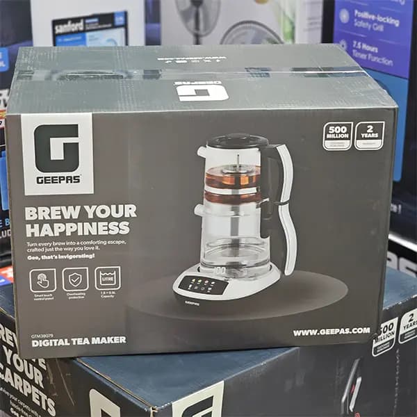 چای ساز جیپاس مدل GTM38079 ظرفیت کتری ۱.۸ لیتر با کتری پیرکس — تصویر ۸