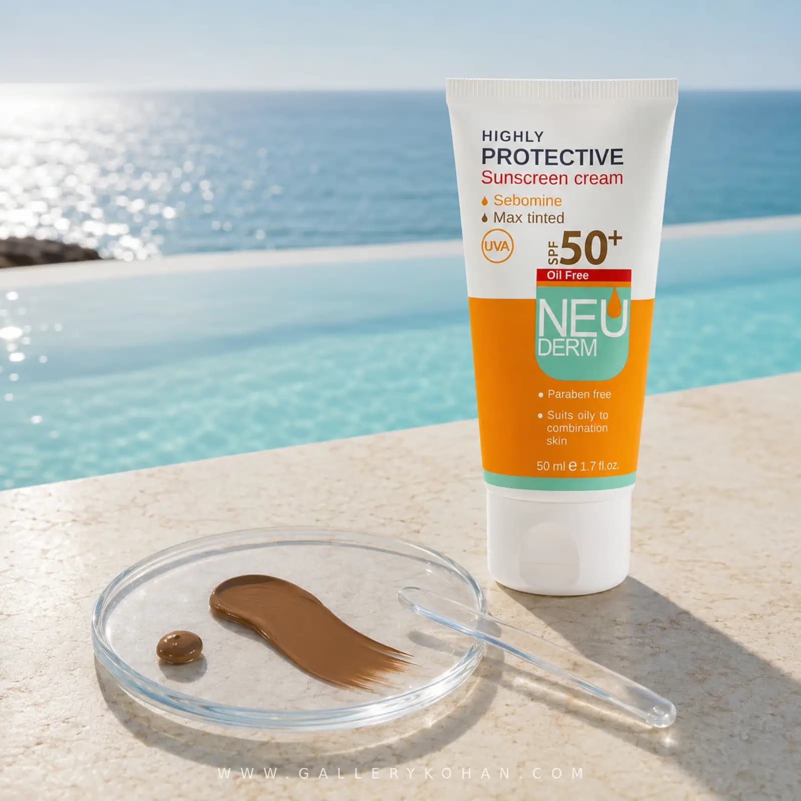 کرم ضد آفتاب رنگی نئودرم SPF 50 رنگ تیره — تصویر ۶