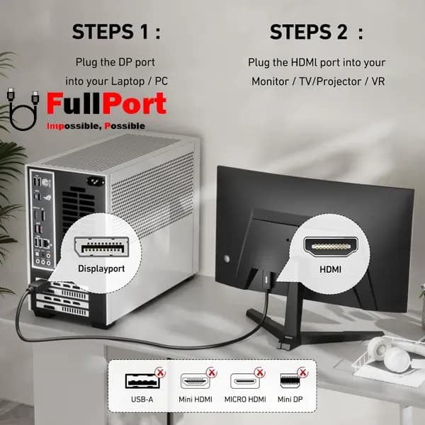 کابل Display به HDMI 4K@30Hz فرانت مدل FN-DPCBH18 طول 1.8 متر — تصویر ۹