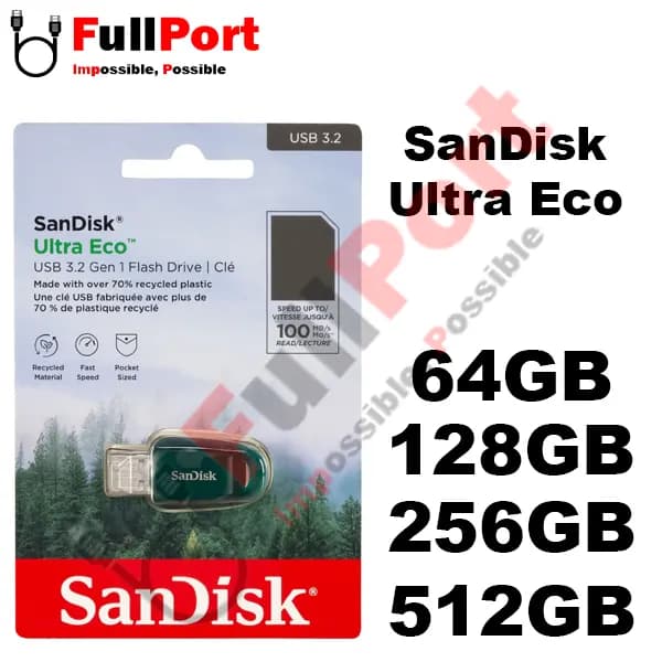فلش سن دیسک مدل SDCZ96-128G-G46 Ultra Eco™ USB3.2 با ظرفیت 128 گیگابایت — تصویر ۳