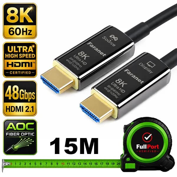 کابل HDMI 2.1 فیبر نوری فرانت مدل FN-H8FC150 طول 15 متر | 8K 60Hz | 48Gbps