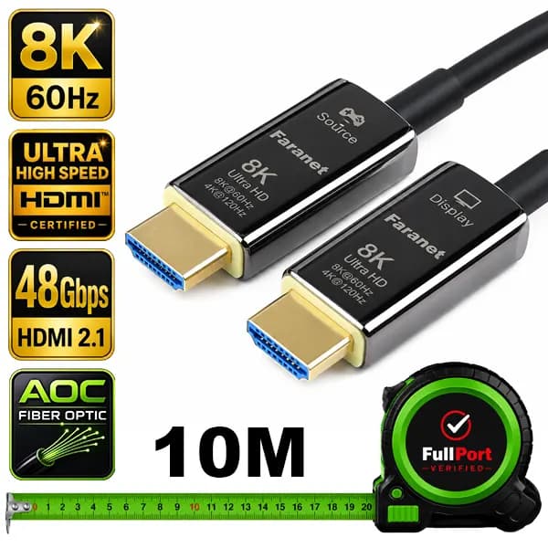 کابل HDMI 2.1 فیبر نوری فرانت مدل FN-H8FC100 طول 10 متر | 8K 60Hz | 48Gbps