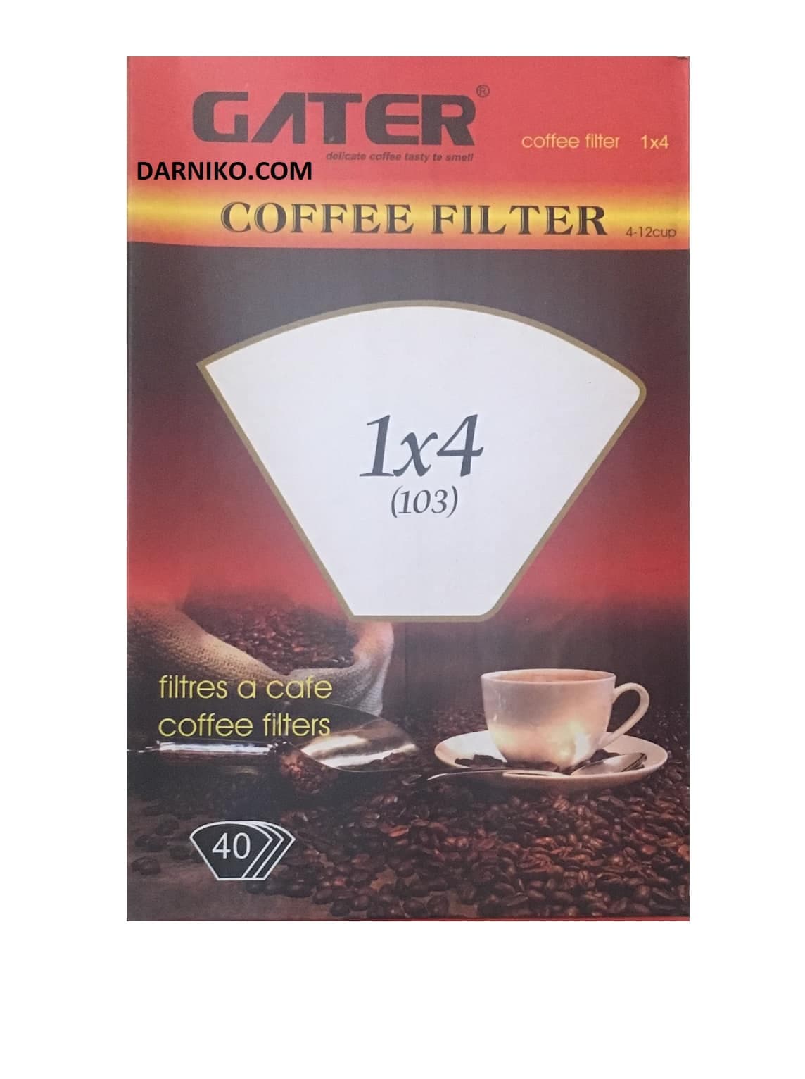 فیلتر کاغذی وی V60 سایز 103 گاتر 40 عددی GATER