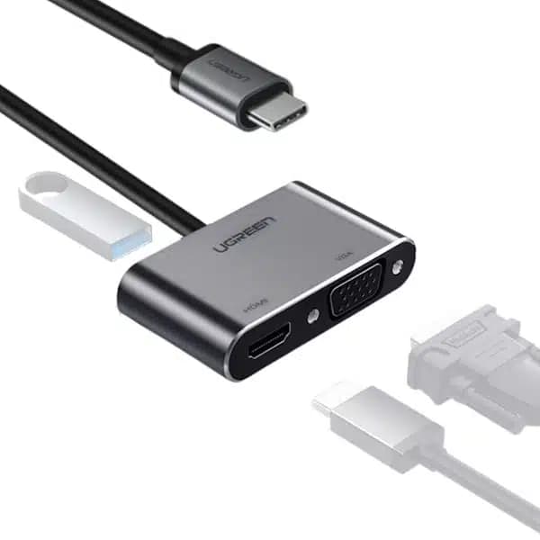 تبدیل USB-C به HDMI و VGA و USB 3.0 یوگرین UGREEN مدل CM162 کد 50505مدل: 50505 — تصویر ۳