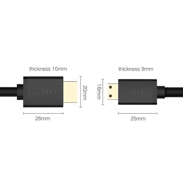 کابل تبدیل Mini HDMI به HDMI یوگرین UGREEN مدل HD108 کد 11167مدل: 11167 — تصویر ۴