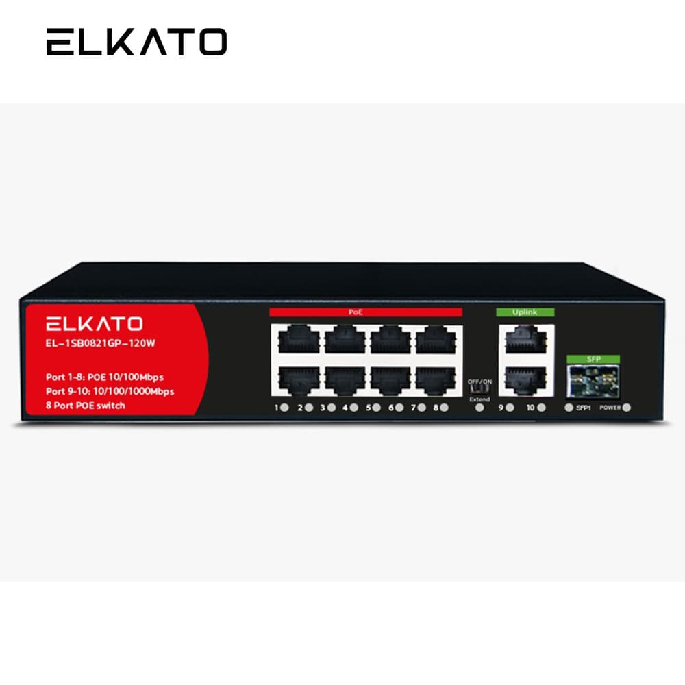 سوئیچ شبکه ELKATO الکاتو 10 پورت POE مدل EL-1SB0821GP-120W
