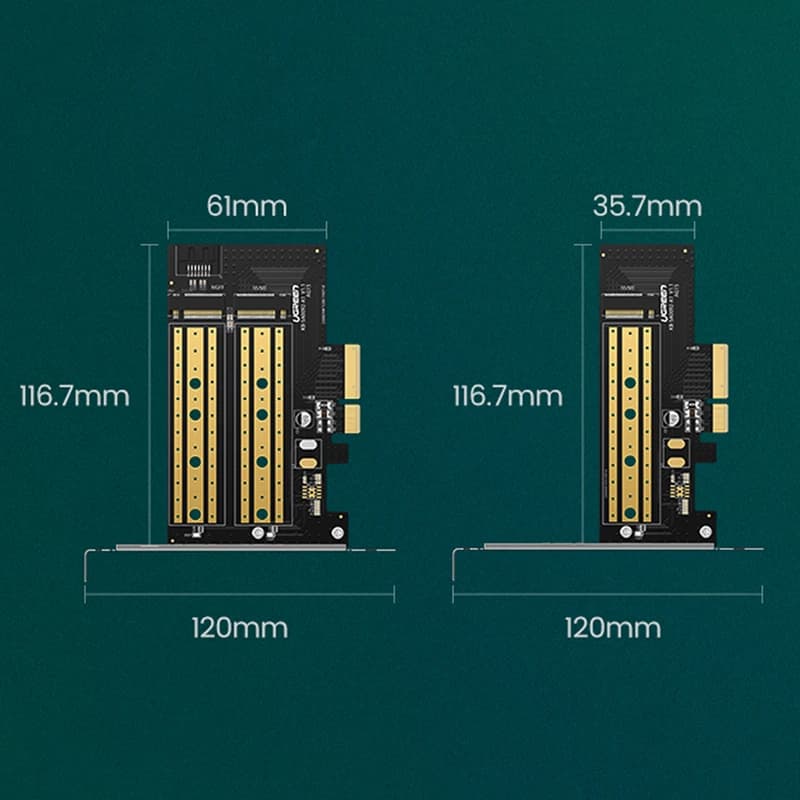مبدل M.2 M-Key+M.2 B-Key به PCle 3.0 4X یوگرین UGREEN مدل CM302-70503 — تصویر ۹