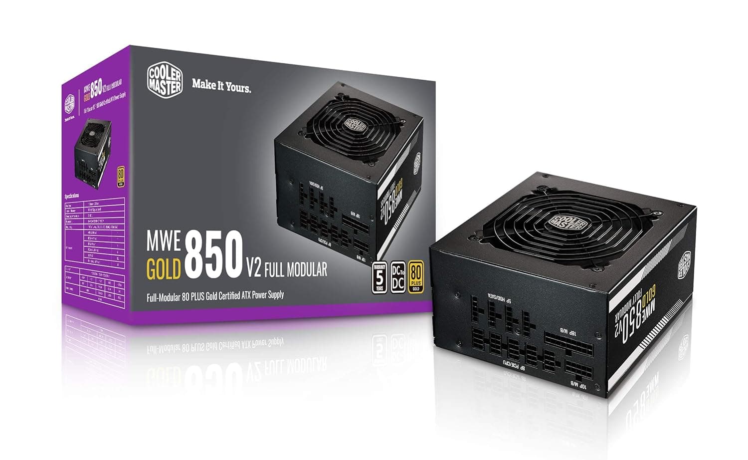 پاور استوک 850 وات کولر مستر MWE GOLD 850 V2 Gold Full Modular