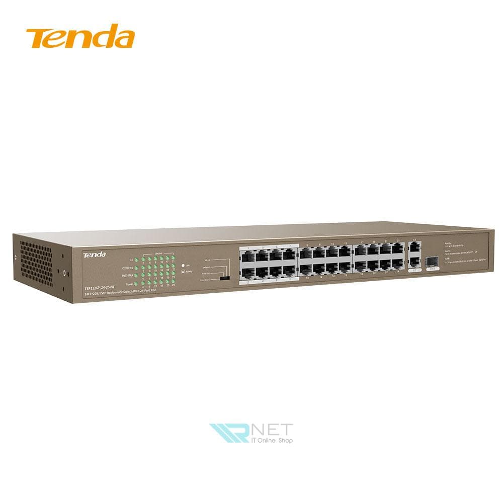 سوئیچ شبکه 24 پورت 10/100 POE تندا مدل TEF1126P-24-250W — تصویر ۴