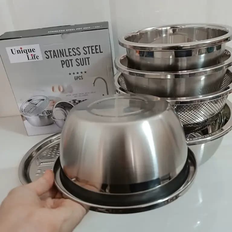 لگن آبکش رنده دار 6 پارچه یونیک لایف FD35N — تصویر ۶