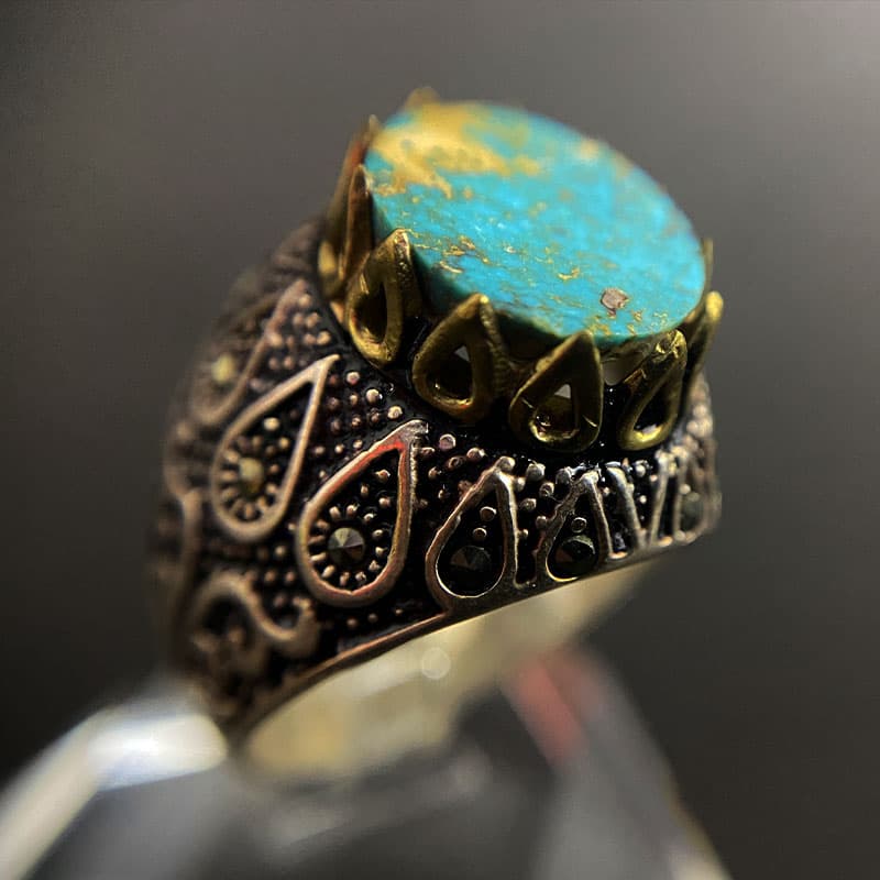 انگشتر فیروزه مردانه (کد 2319) — تصویر ۴