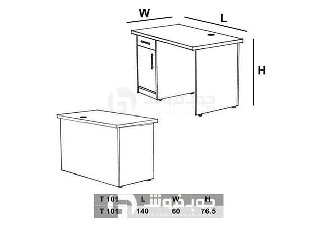 میز اداری MDF کمد دار مدل T101 — تصویر ۴