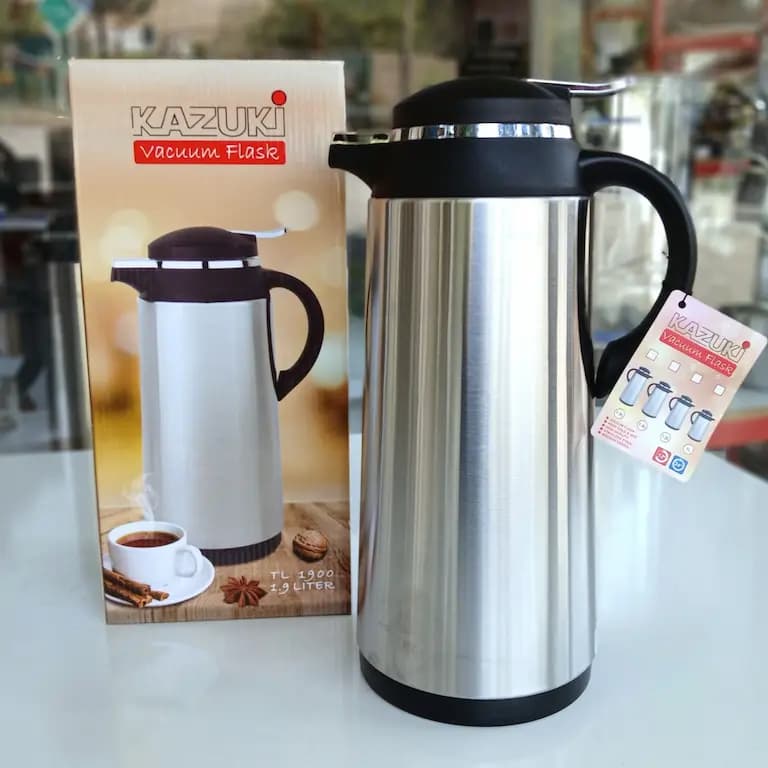 فلاسک کازوکی 1.9 لیتر بدنه استیل شیشه دار — تصویر ۶