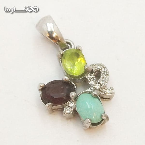 گردنبند طرح سه نگین فیروزه عجمی (کد 157) — تصویر ۶