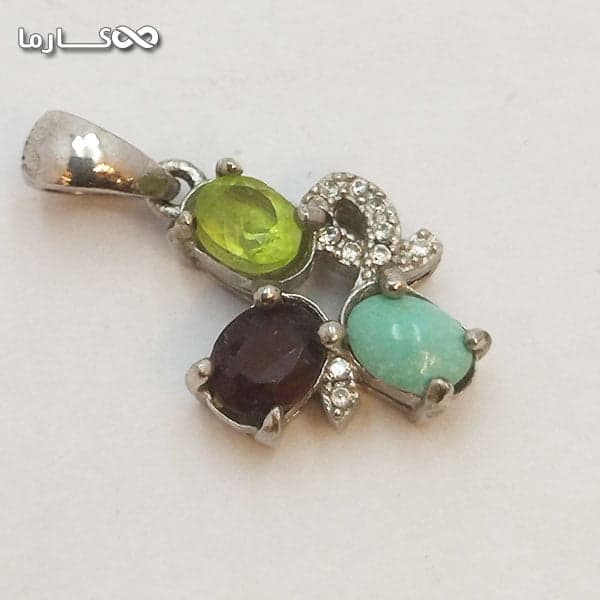 گردنبند طرح سه نگین فیروزه عجمی (کد 157) — تصویر ۷