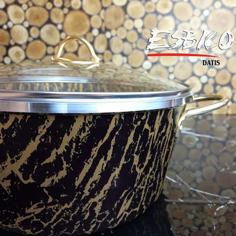 سرویس قابلمه 7 پارچه فورج اسبیکو گلدانی طرح سنگ ماربل — تصویر ۵