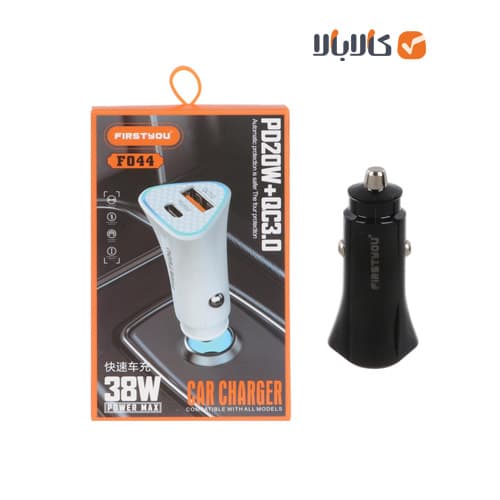 شارژر فندکی فست شارژر Firstyou F044 با دو پورت USB و تایپ سی توان 24 وات — تصویر ۲