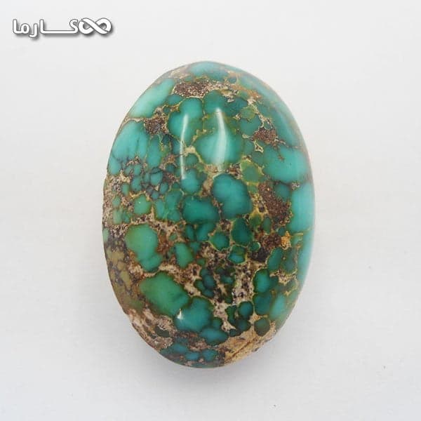 سنگ فیروزه مدالی اصیل و خوش تراش نیشابوری دو طرف فیروزه بسیار زیبا — تصویر ۲