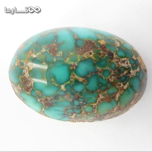 سنگ فیروزه مدالی اصیل و خوش تراش نیشابوری دو طرف فیروزه بسیار زیبا — تصویر ۳