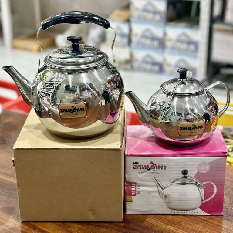 ست کتری قوری استیل لوکس زمزم مدل خمره ای — تصویر ۹