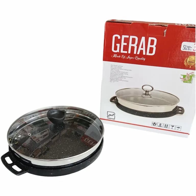 تابه گریل چدنی دو طرفه درب دار گراب سایز 28 — تصویر ۶