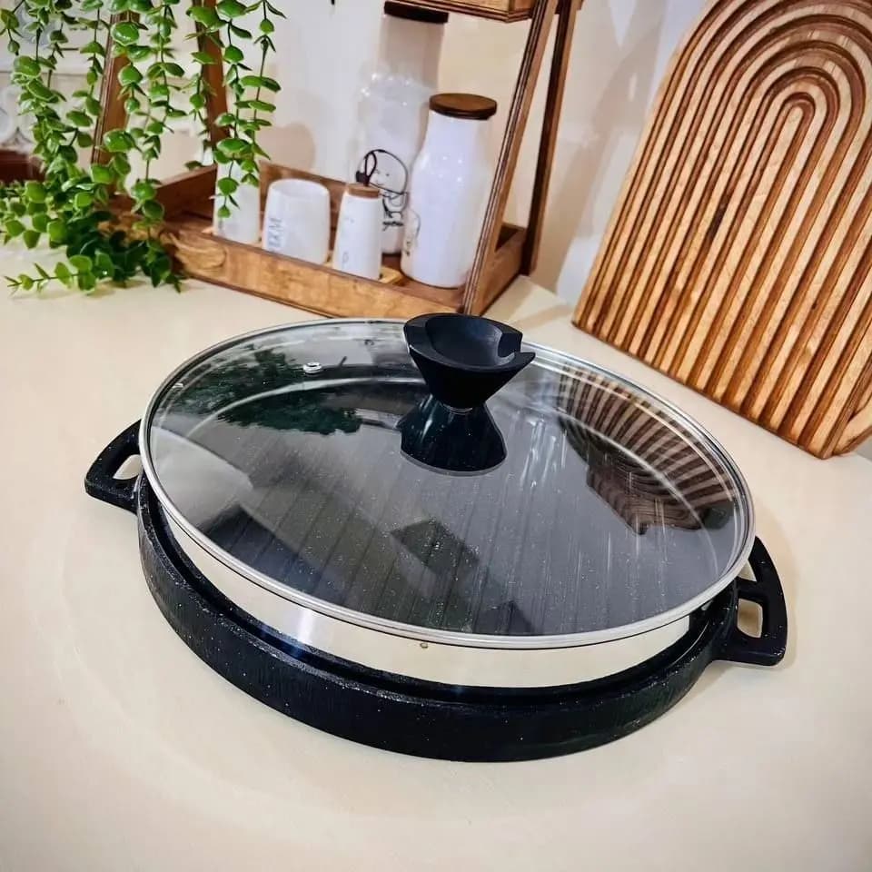تابه گریل چدنی دو طرفه درب دار گراب سایز 28 — تصویر ۸