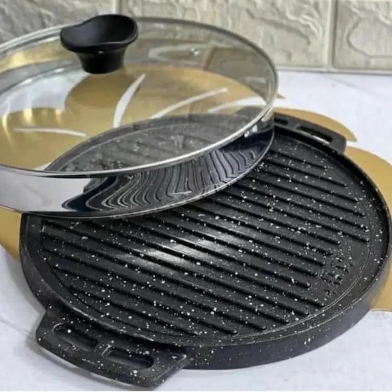 تابه گریل ام جی MG پویا دو طرفه سایز 28 درب دار — تصویر ۹