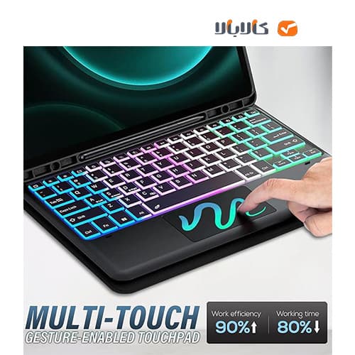 کیف کلاسوری کیبوردار پد موس مناسب تبلت سامسونگ مدل”Galaxy Tab S6 Lite (2022) 10.4 — تصویر ۹