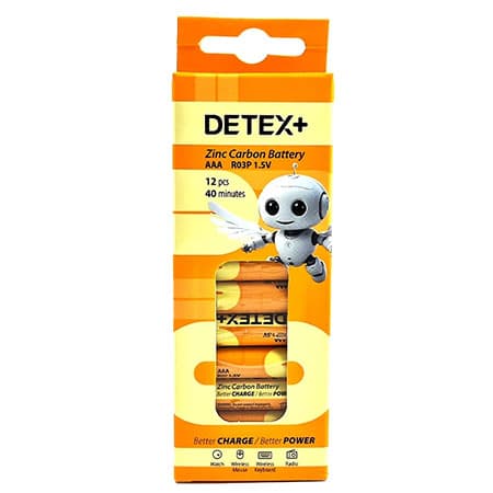 باتری نیم‌قلمی دیتکس مدل Zinc Carbon Battery (R03P) بسته 12 عددی