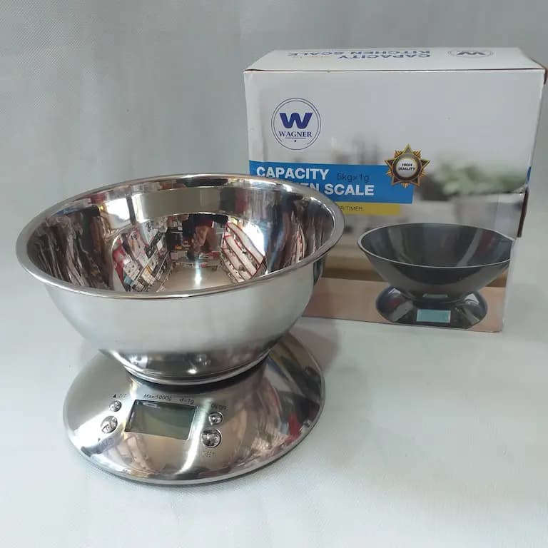 ترازو آشپزخانه دیجیتال واگنر کاسه دار استیل 5Kg — تصویر ۵