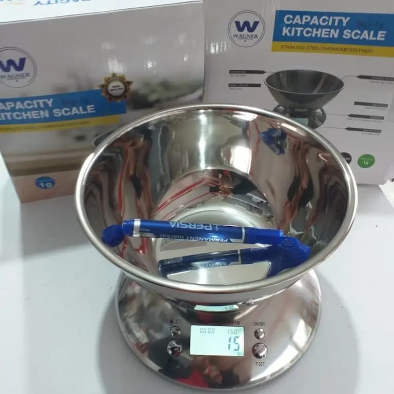 ترازو آشپزخانه دیجیتال واگنر کاسه دار استیل 5Kg — تصویر ۹