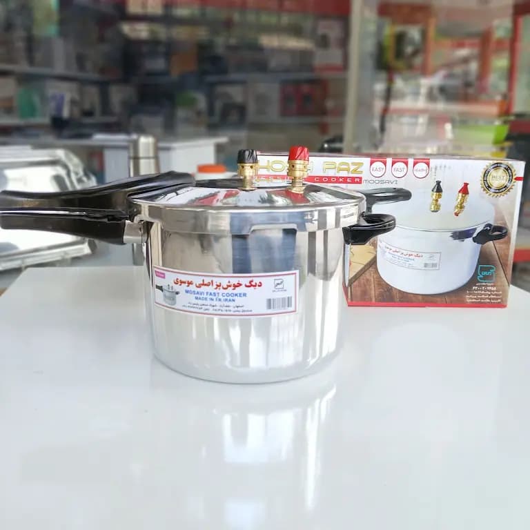 دیگ خوش پز زودپز موسوی دسته بلند 6.5 لیتری 10 نفره — تصویر ۷