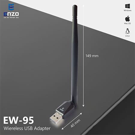 دانگل شبکه USB بی‌ سیم انزو مدل EW-95 — تصویر ۵