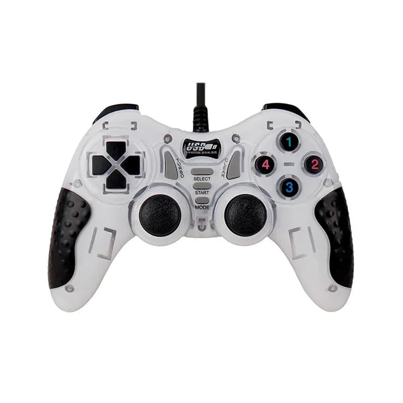 دسته بازی سیم دار شوکدار حرفه ای مدل USB-606 – سفید — تصویر ۲