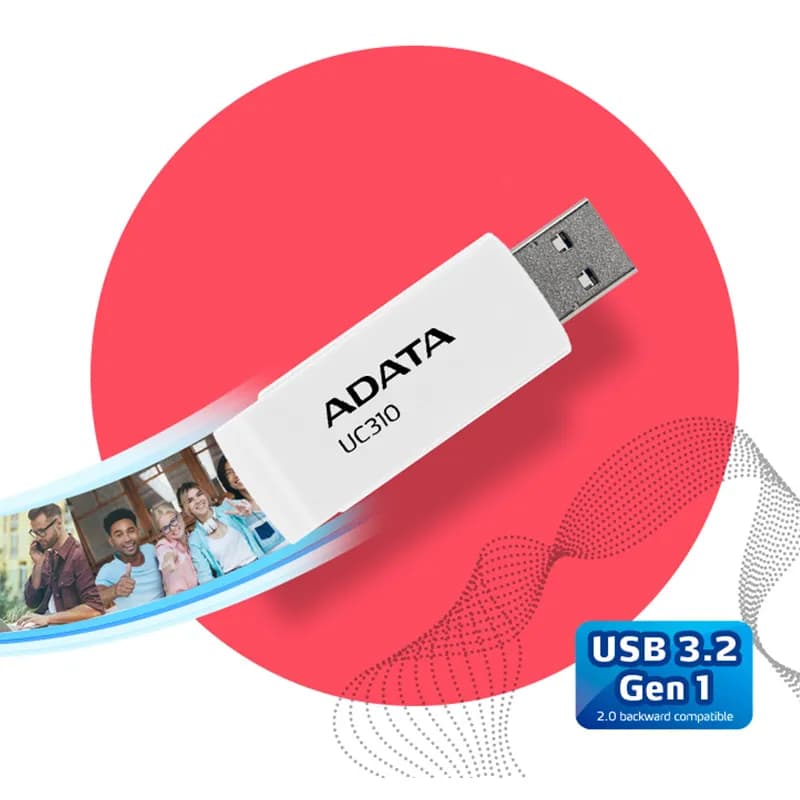 فلش مموری USB3.2 ای دیتا مدل UC310 ظرفیت 128 گیگابایت – سفید — تصویر ۴