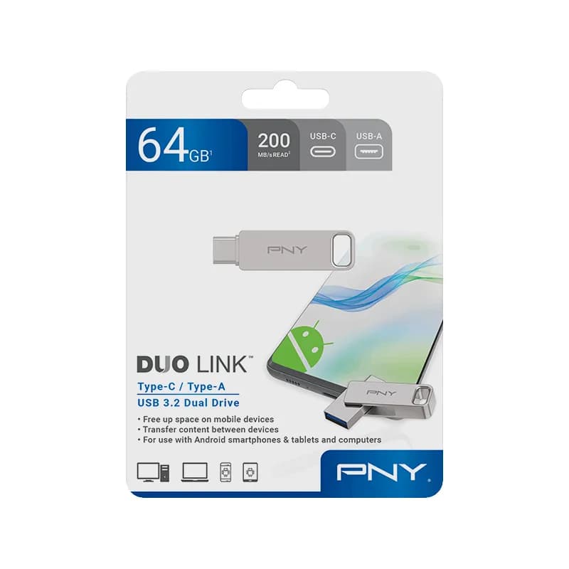 فلش مموری USB3.2 پی ان وای مدل Duo Link ظرفیت 64 گیگابایت