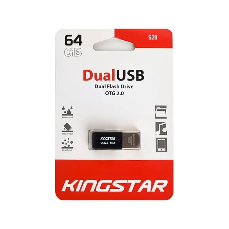 فلش مموری USB2.0 کینگ استار مدل DualUSB S20 ظرفیت 64 گیگابایت