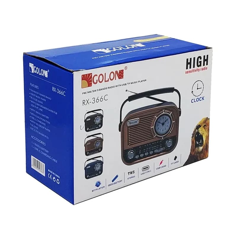 رادیو اسپیکر بلوتوثی قابل حمل گولون مدل RX-366C – طلایی — تصویر ۶