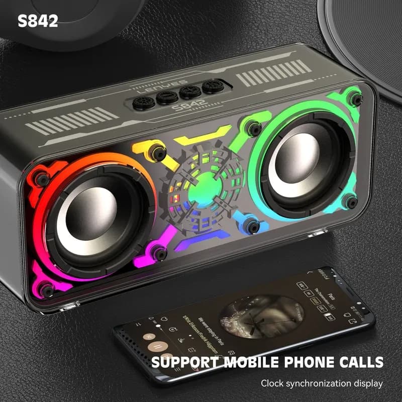 اسپیکر بلوتوثی قابل حمل لنیز مدل Lenyes S842 — تصویر ۸