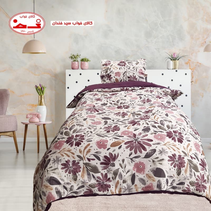 سرویس روتختی یک نفره گل بنفش